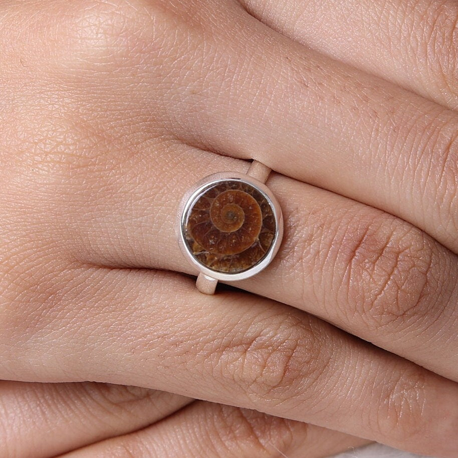 Ammonite 925 Sterling Silver Ring