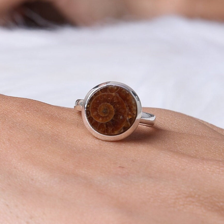 Ammonite 925 Sterling Silver Ring