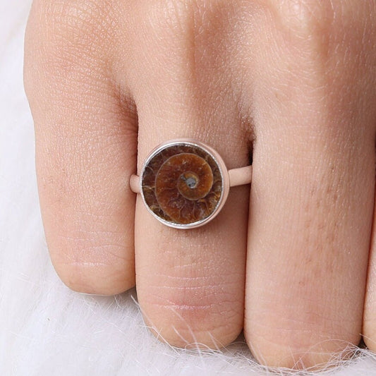 Ammonite Sterling Silver Ring