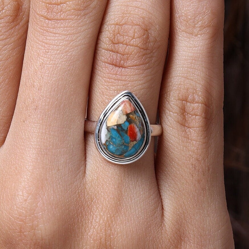 Oyster Turquoise Sterling Silver Ring