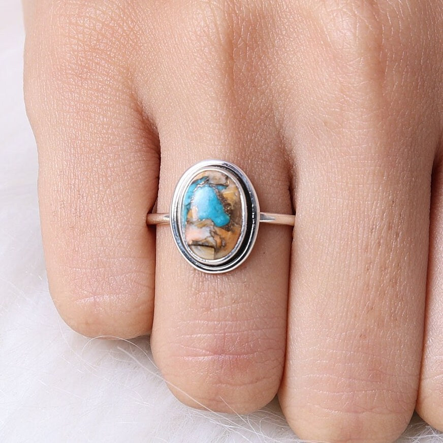 Oyster Turquoise Sterling Silver Ring