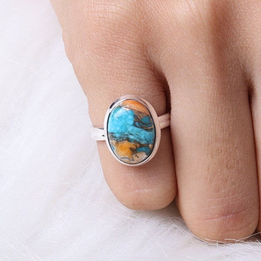 Oyster Turquoise Sterling Silver Ring