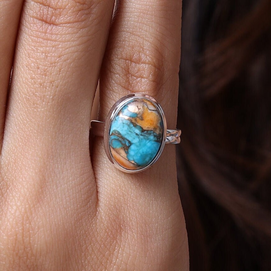 Oyster Turquoise Sterling Silver Ring