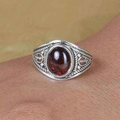 Garnet Sterling Silver Ring