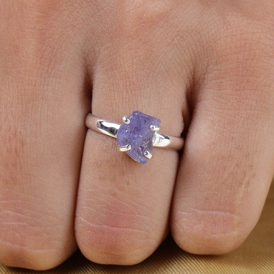 Raw Tanzanite Sterling Silver Ring