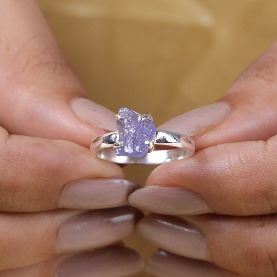 Raw Tanzanite Sterling Silver Ring