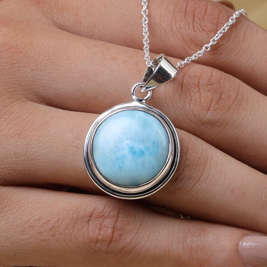 Dominican Larimar Sterling Silver Pendant