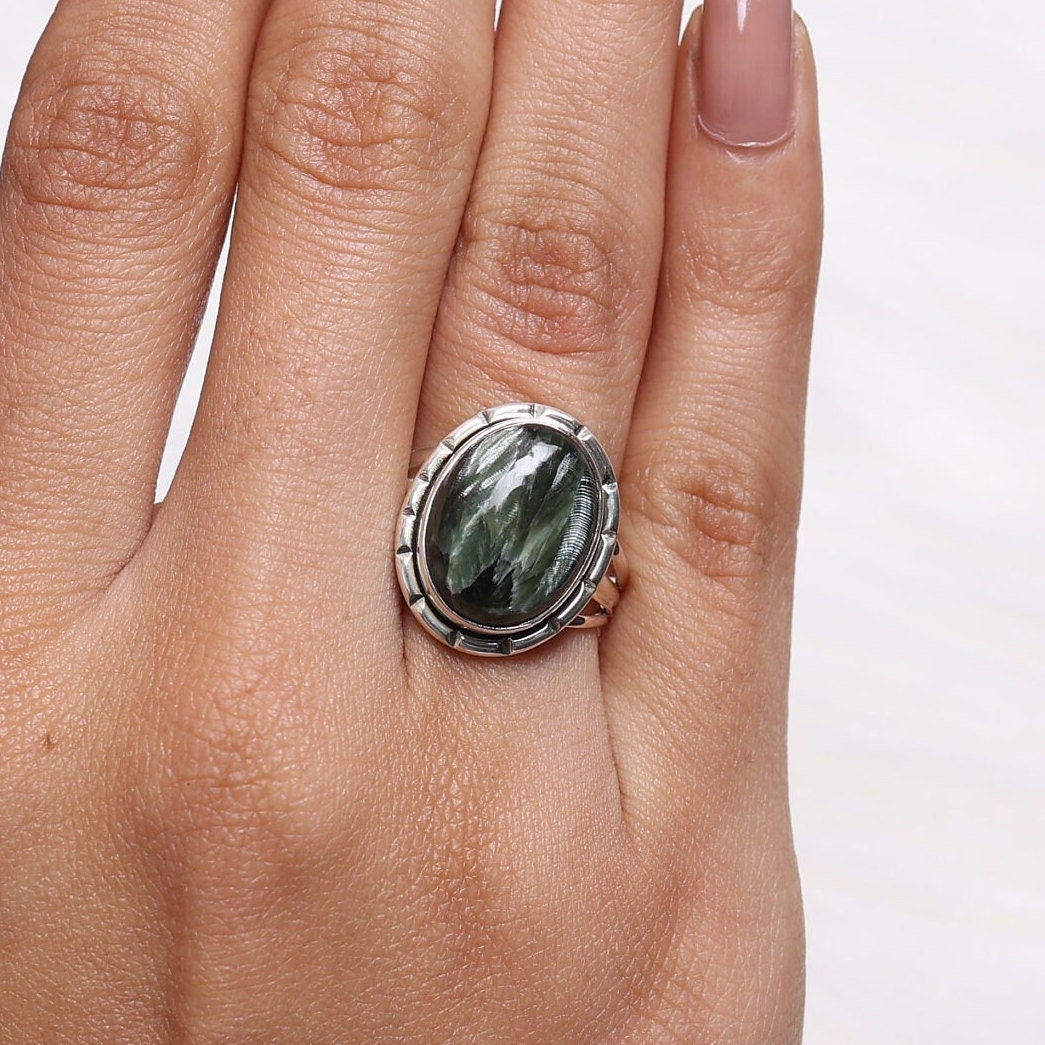 Seraphinite Sterling Silver Ring