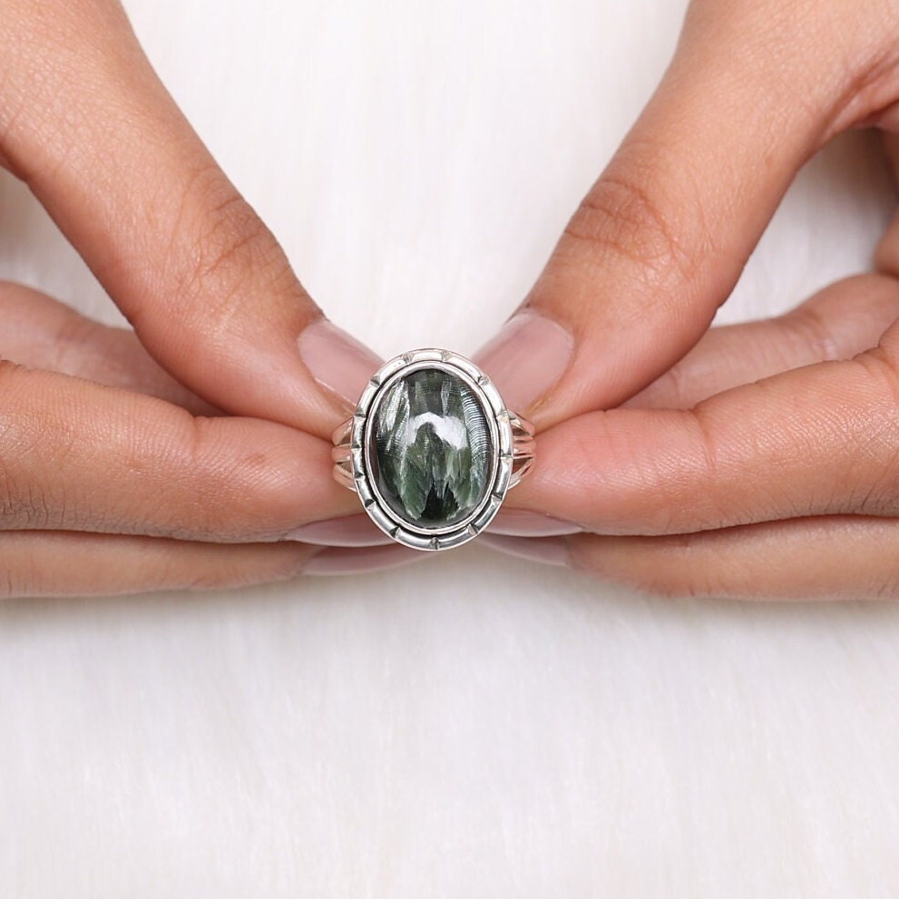 Seraphinite Sterling Silver Ring