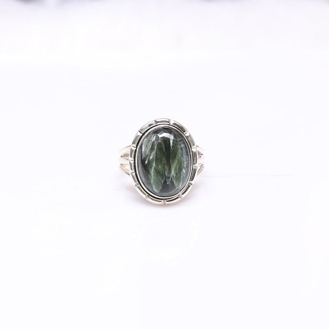 Seraphinite Sterling Silver Ring