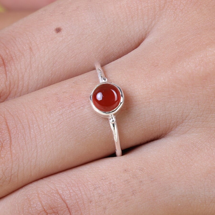 Carnelian 925 Solid Sterling Silver Ring