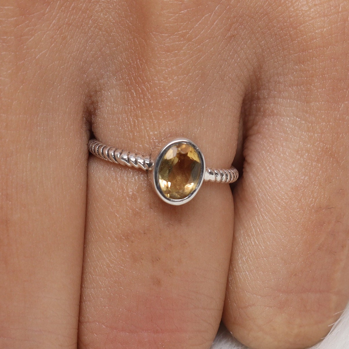 Citrine Solid Sterling Silver Ring