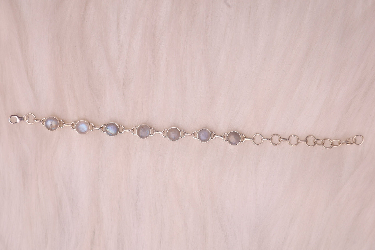 Rainbow Moonstone Sterling Silver Bracelet