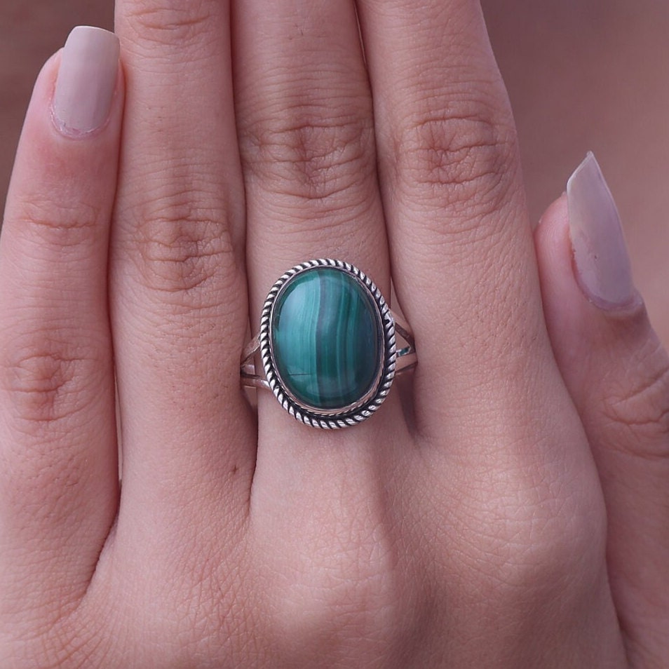 Malachite Sterling Silver Ring