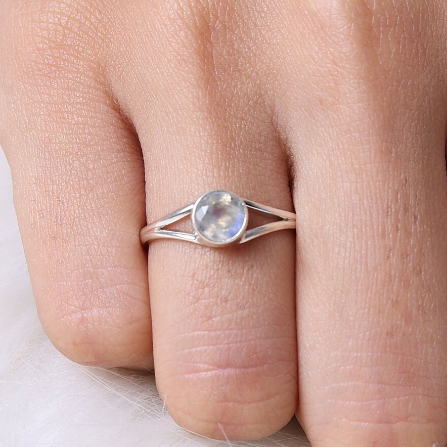 Rainbow Moonstone Sterling Silver Ring