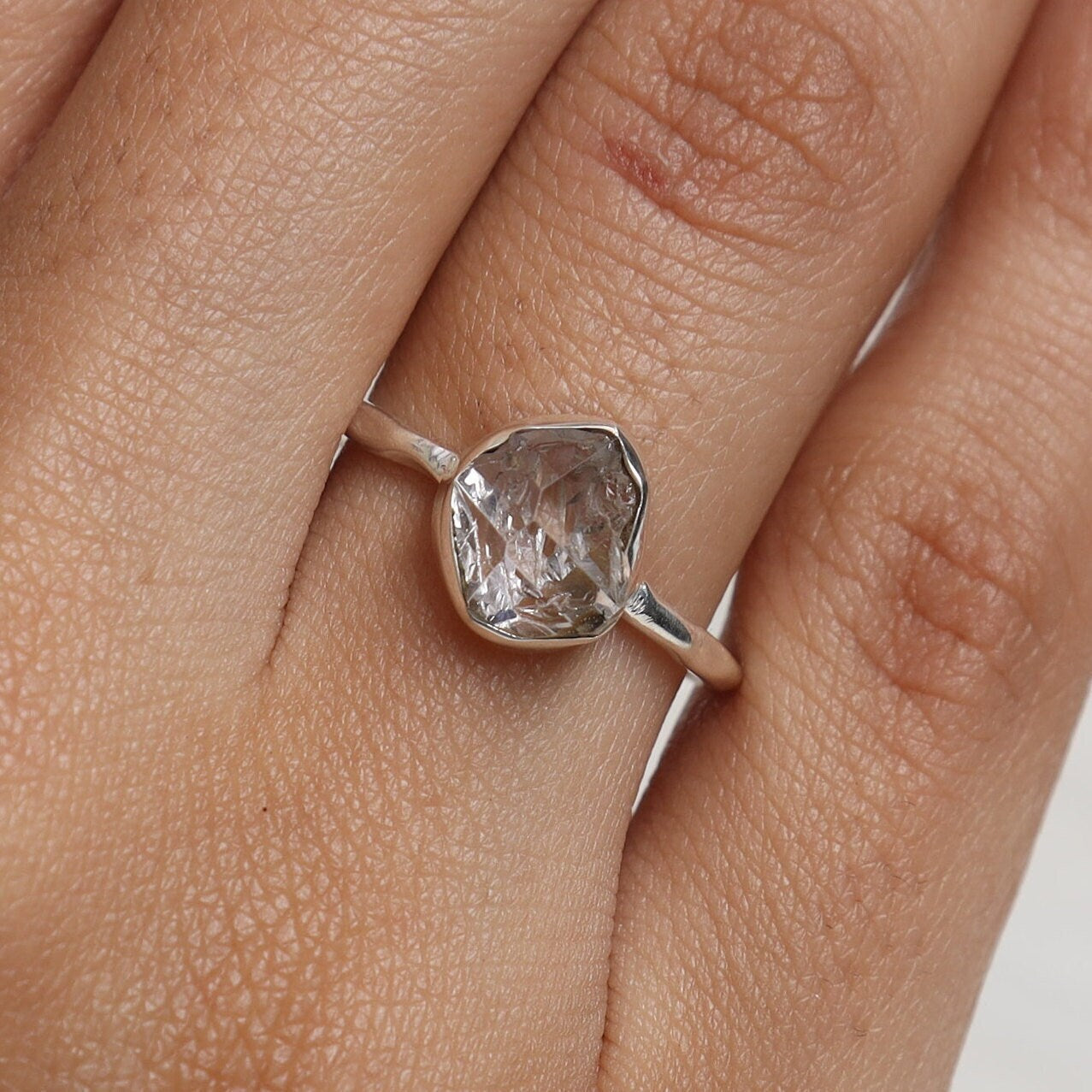 Raw Herkimer Diamond Sterling Silver Ring