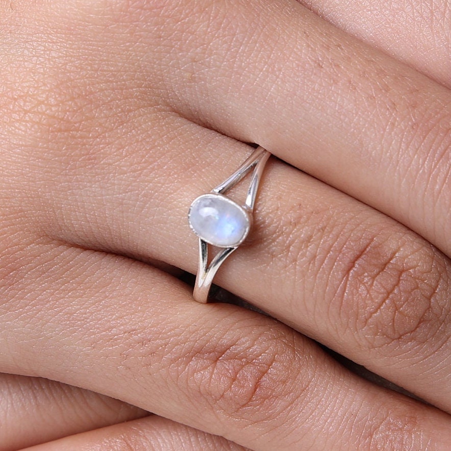 Rainbow Moonstone Sterling Silver Ring