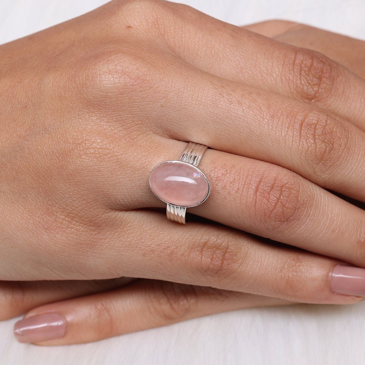 Rose Quartz Sterling Silver Ring