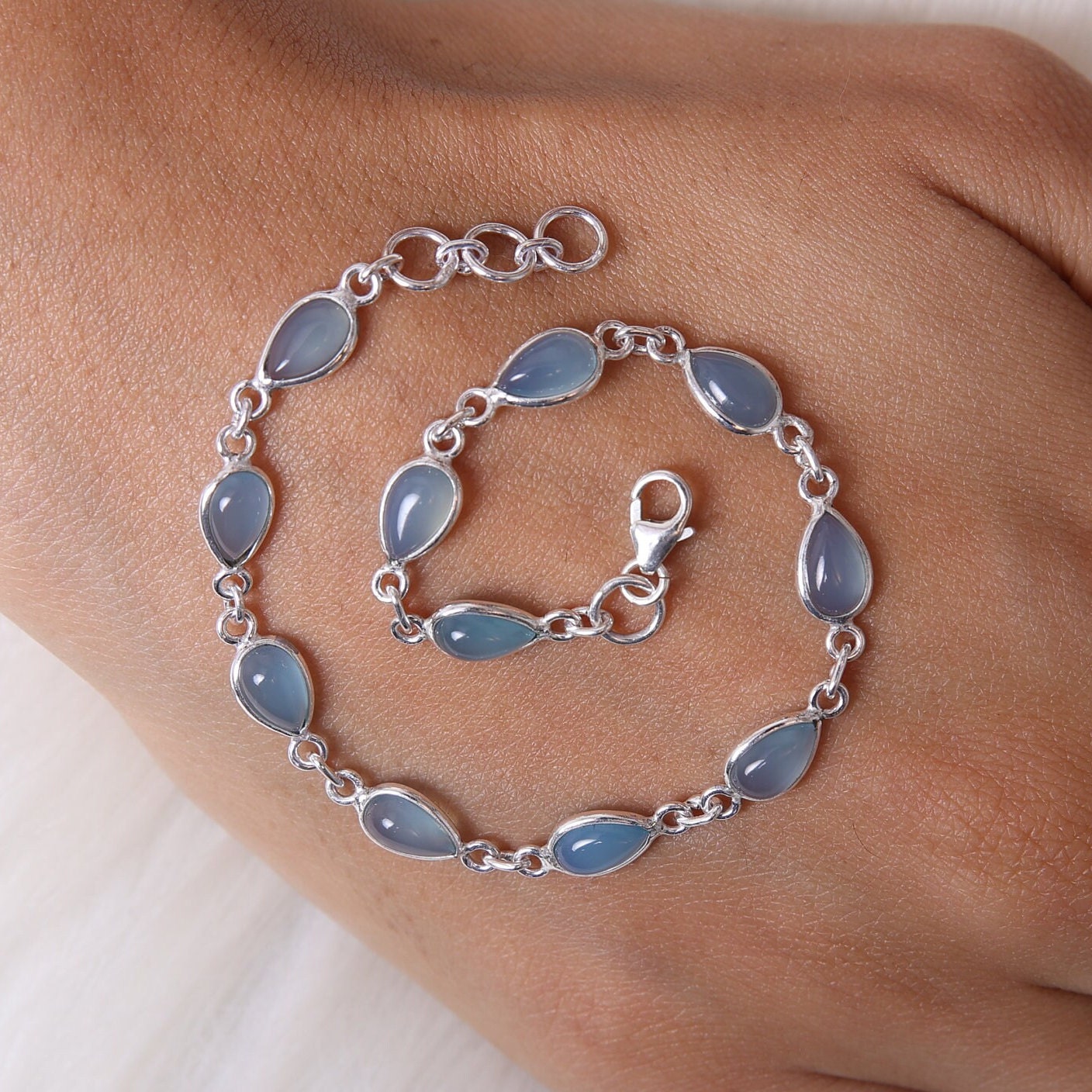 Aquamarine Sterling Silver Bracelet