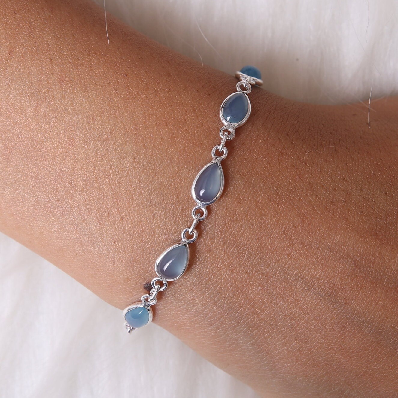 Aquamarine Sterling Silver Bracelet