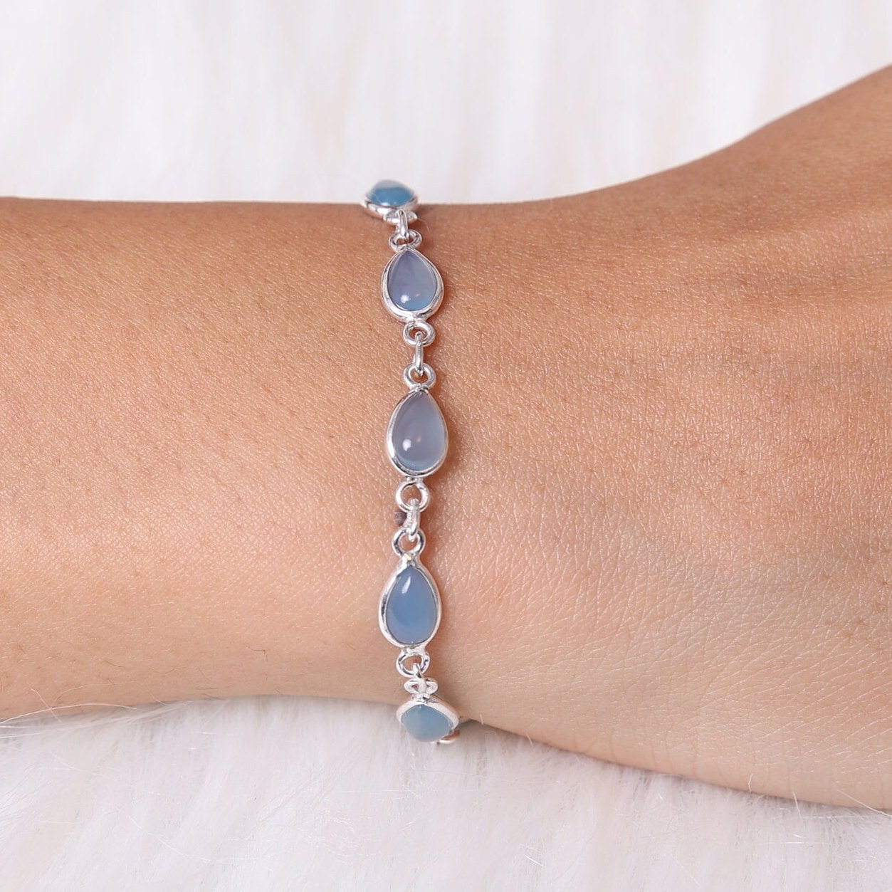 Aquamarine Sterling Silver Bracelet