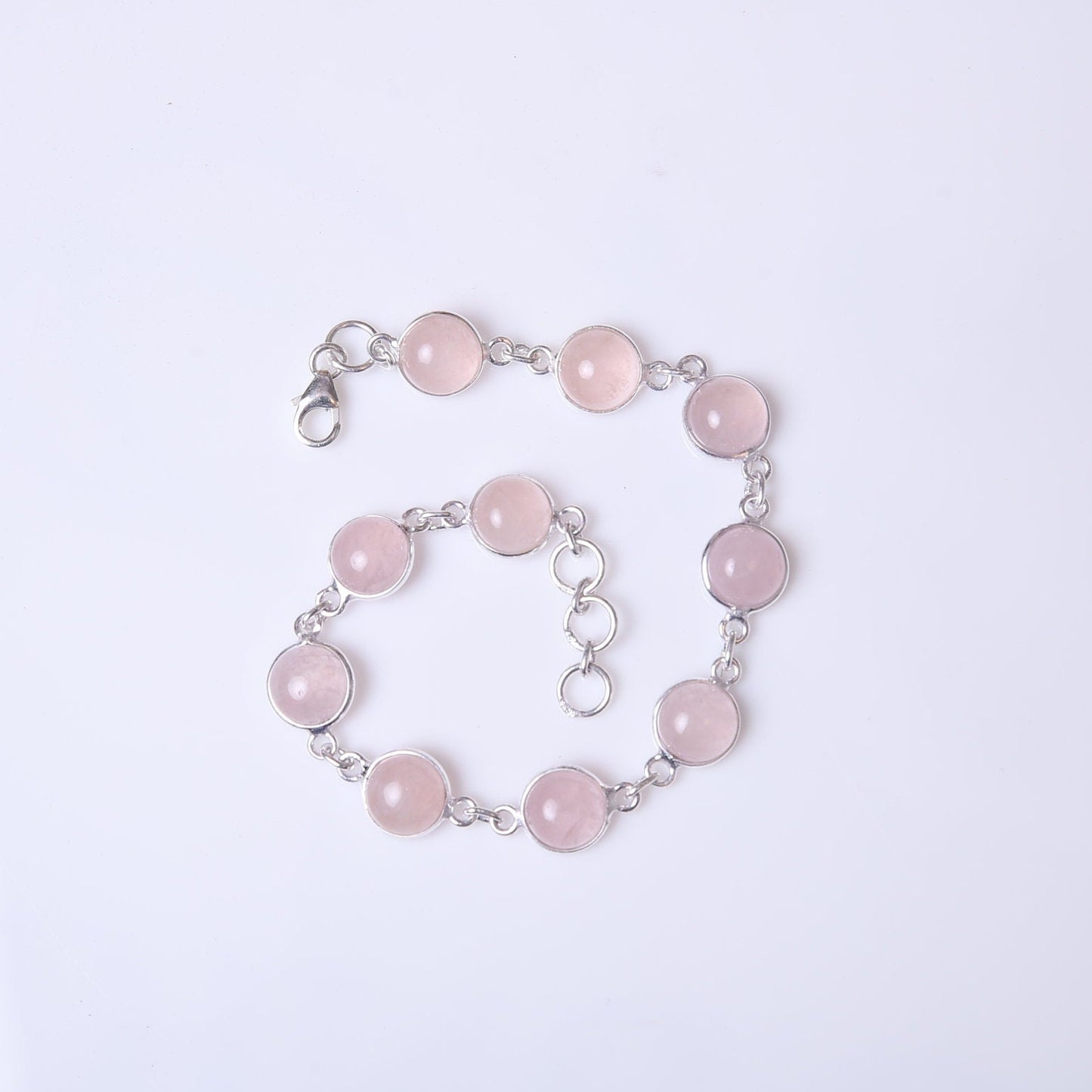 Rose Quartz Sterling Silver Bracelet