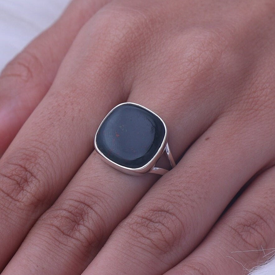 Bloodstone Sterling Silver Ring