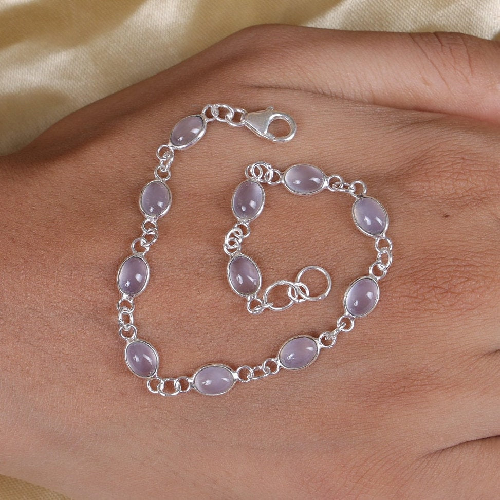 Chalcedony Sterling Silver Bracelet