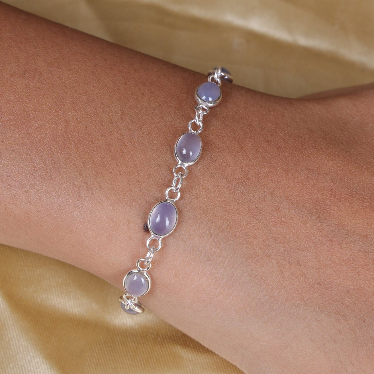 Chalcedony Sterling Silver Bracelet