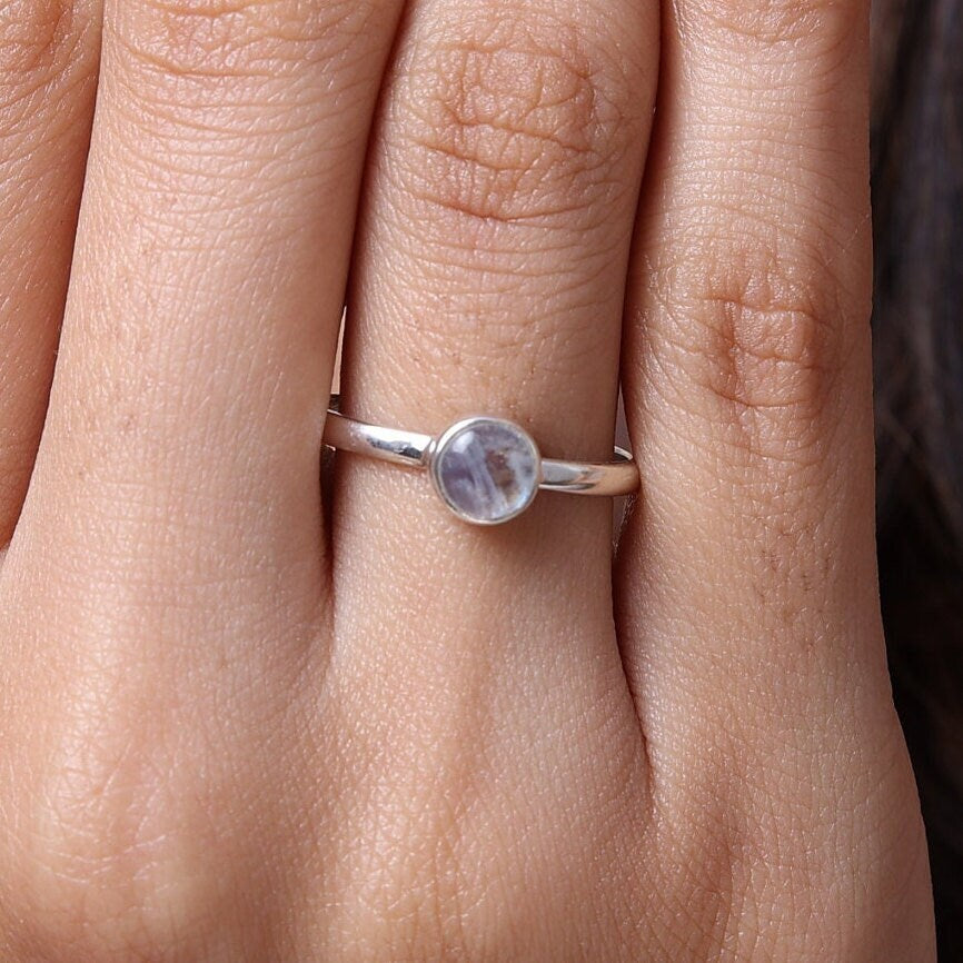 Rainbow Moonstone Sterling Silver Ring