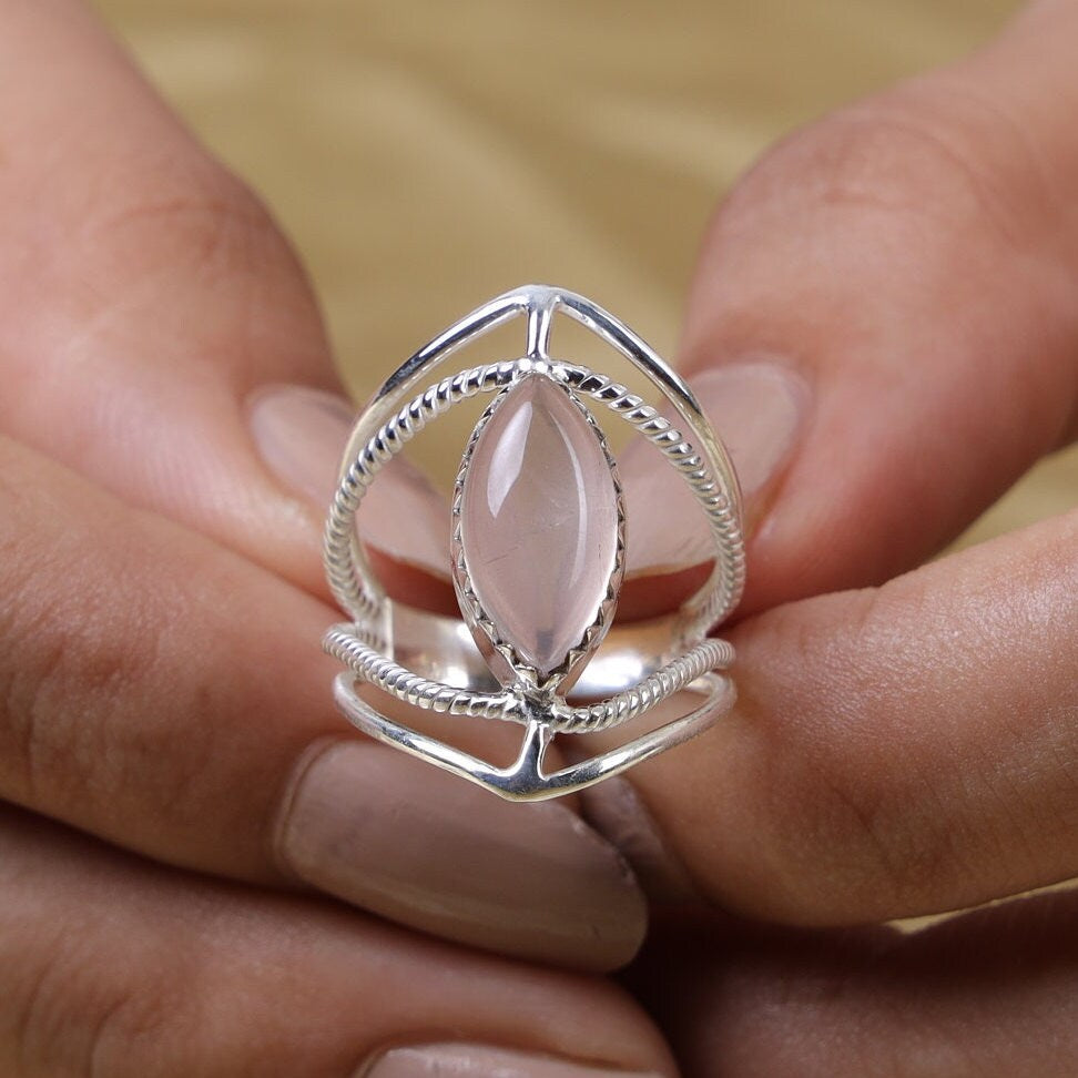 Rose Quartz Sterling Silver Ring