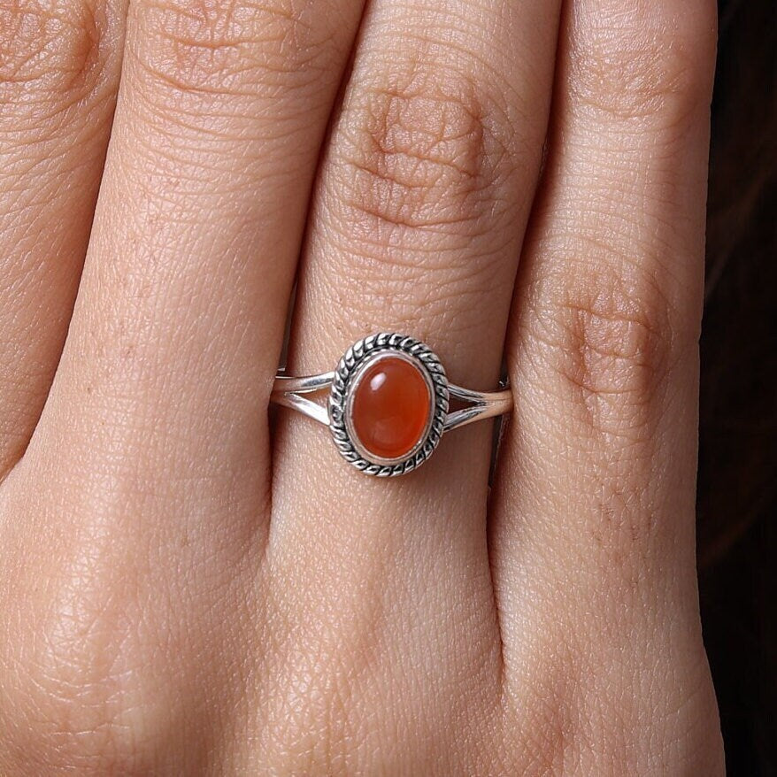 Carnelian Sterling Silver Ring