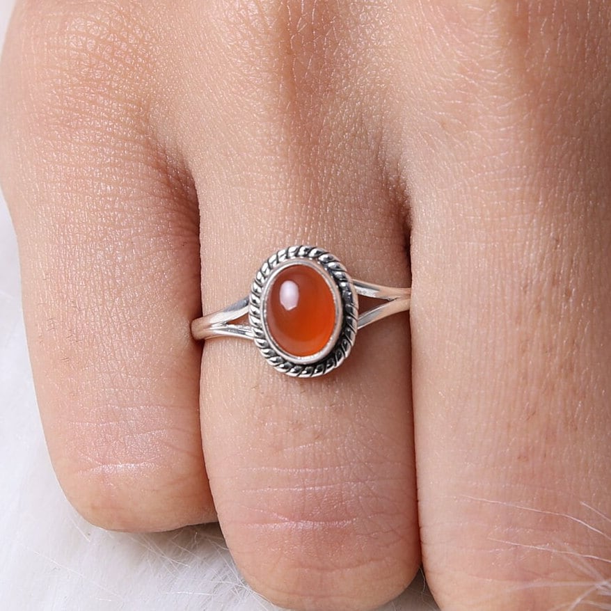 Carnelian Sterling Silver Ring