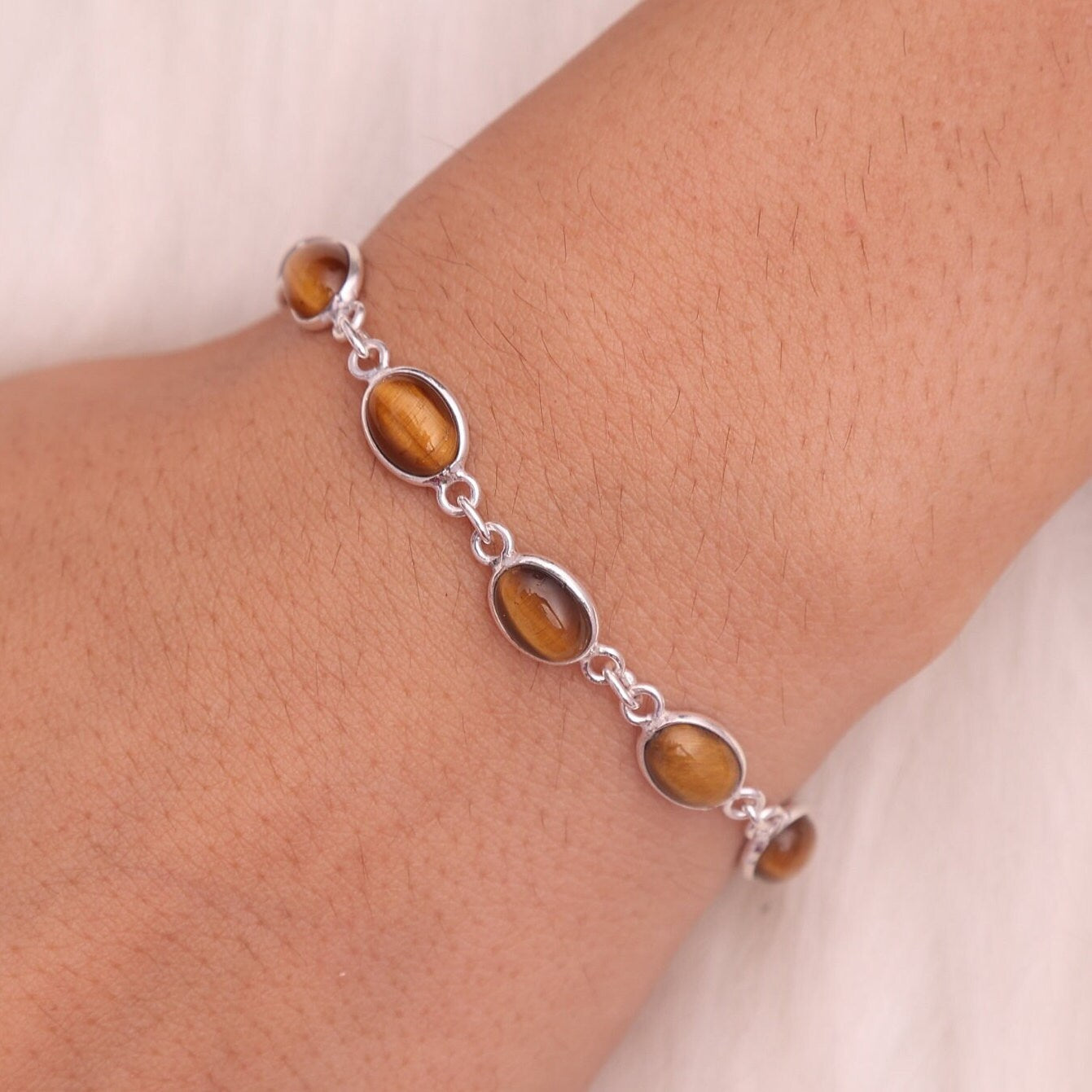 Tiger Eye Sterling Silver Bracelet