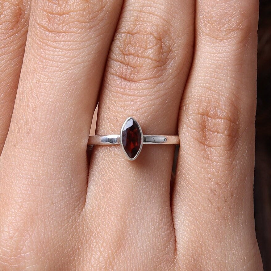 Garnet Sterling Silver Ring