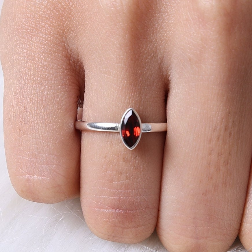 Garnet Sterling Silver Ring