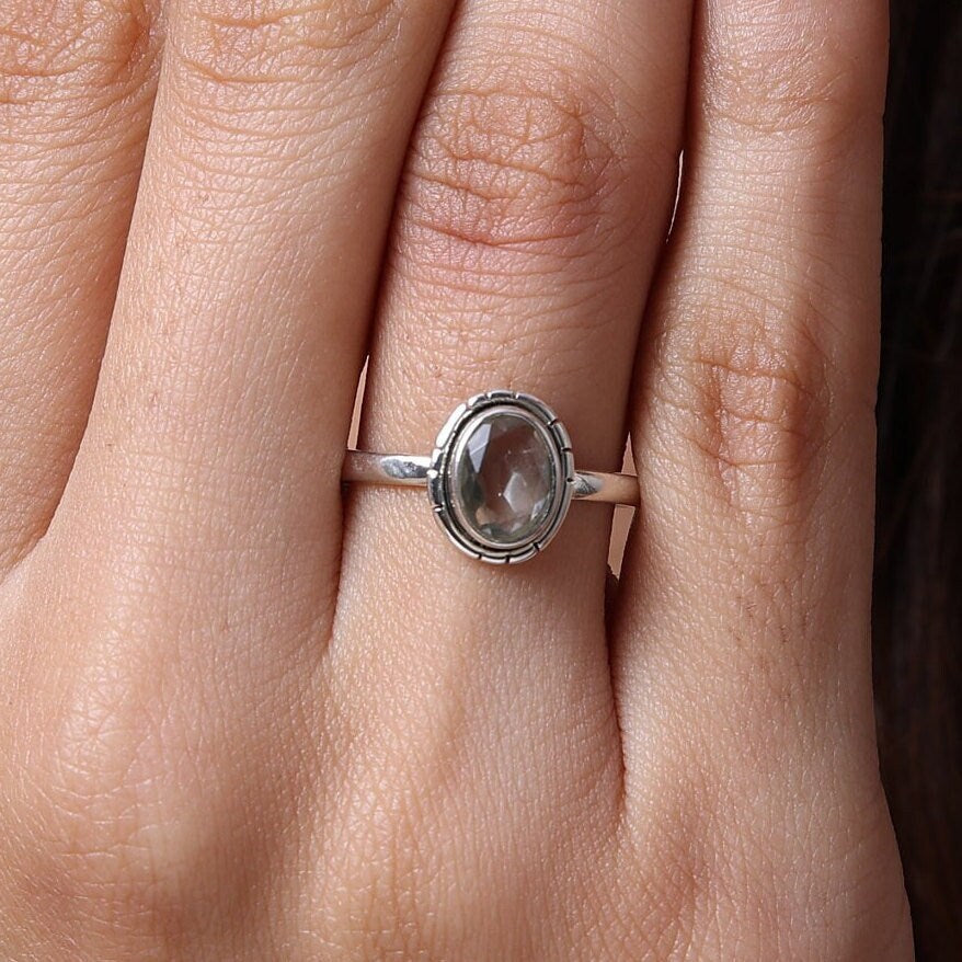 Green Amethyst Sterling Silver Ring