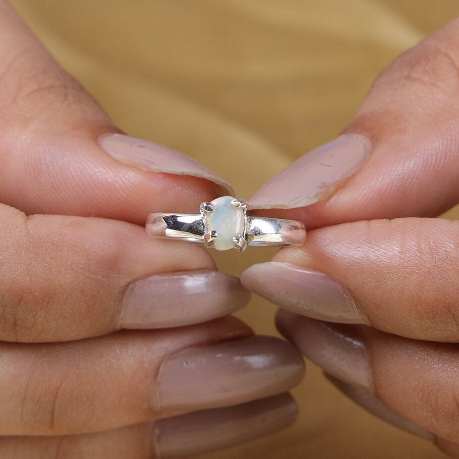 Raw Ethiopian Opal Sterling Silver Ring