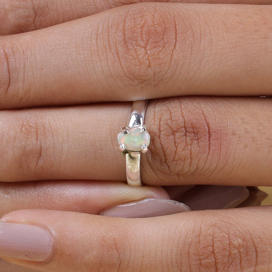 Raw Ethiopian Opal Sterling Silver Ring