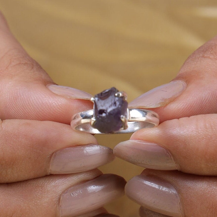 Raw Amethyst Sterling Silver Ring