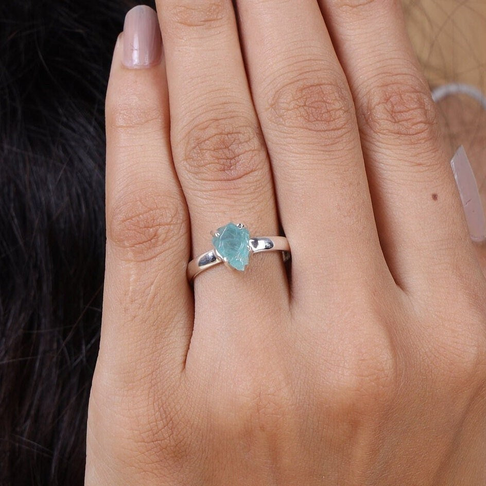 Raw Sky Apatite Sterling Silver Ring