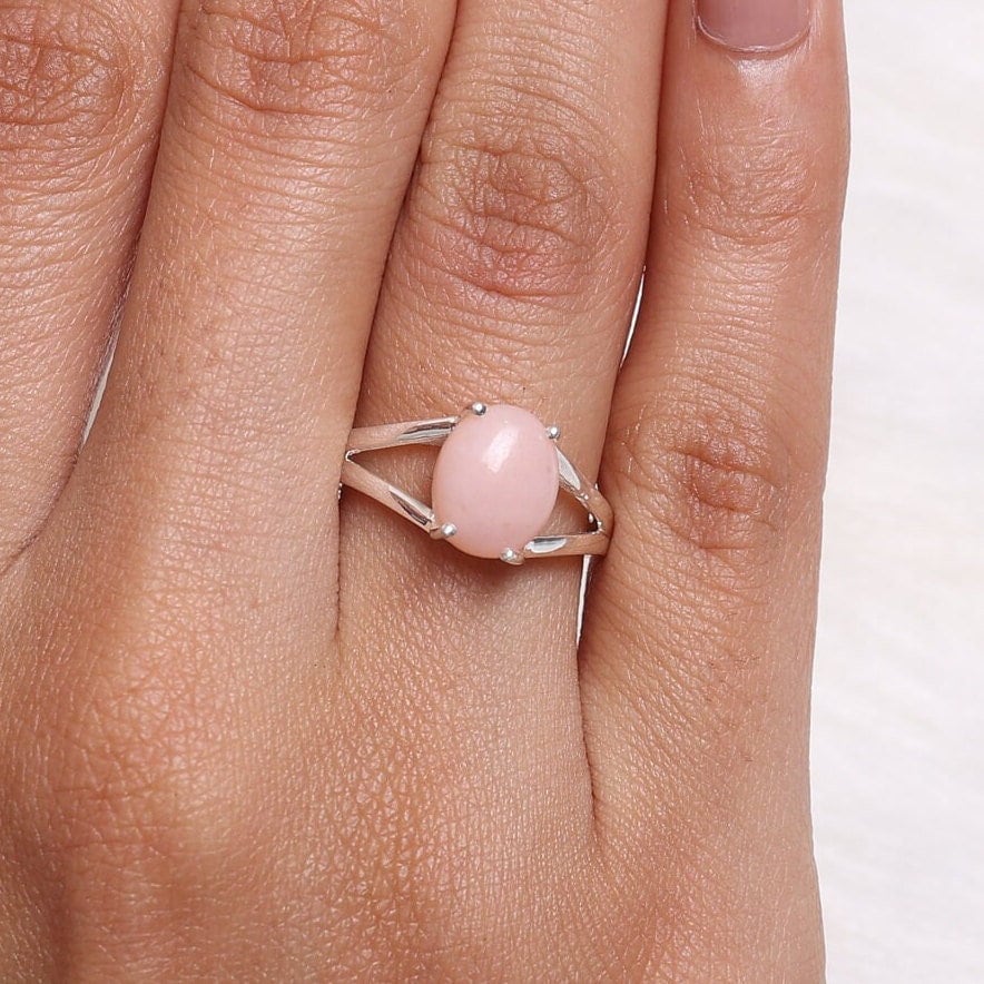 Pink Opal Sterling Silver Ring