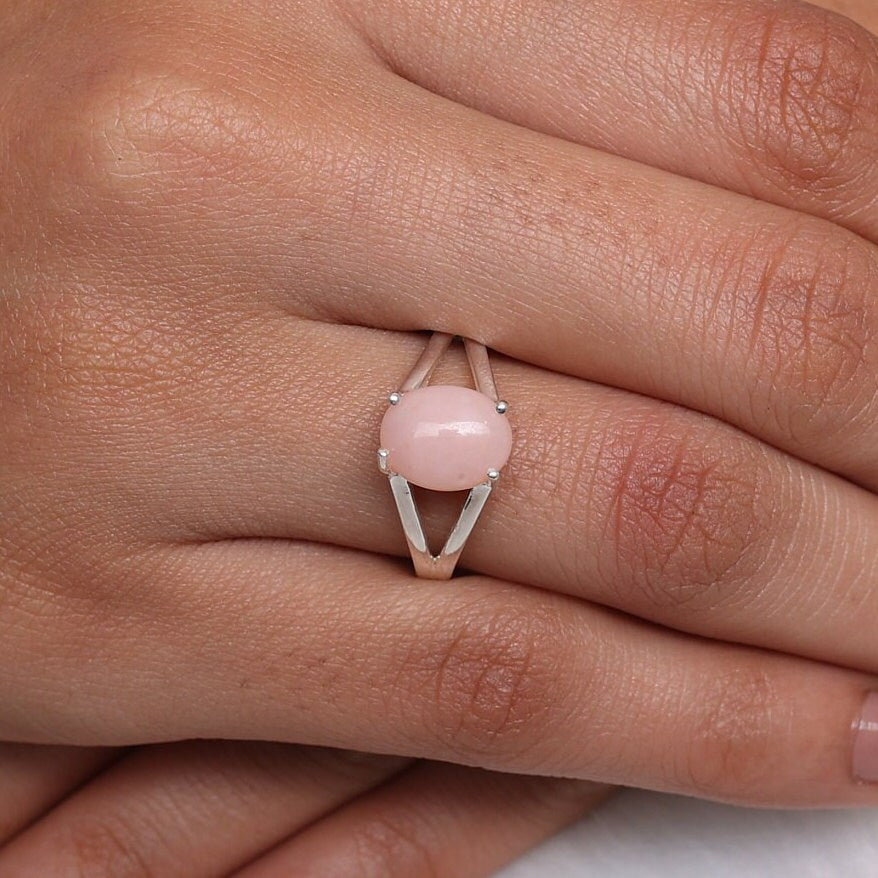 Pink Opal Sterling Silver Ring