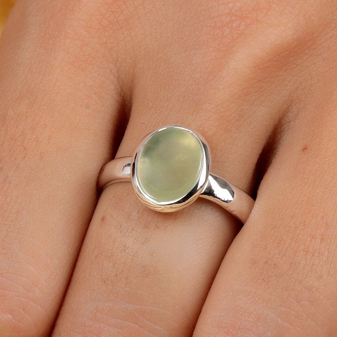 Prehnite Sterling Silver Ring