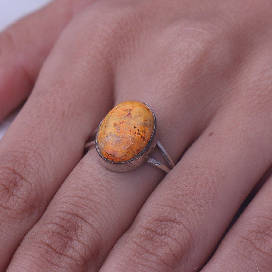 Bumble Bee Jasper Ring 925 Sterling Silver Ring