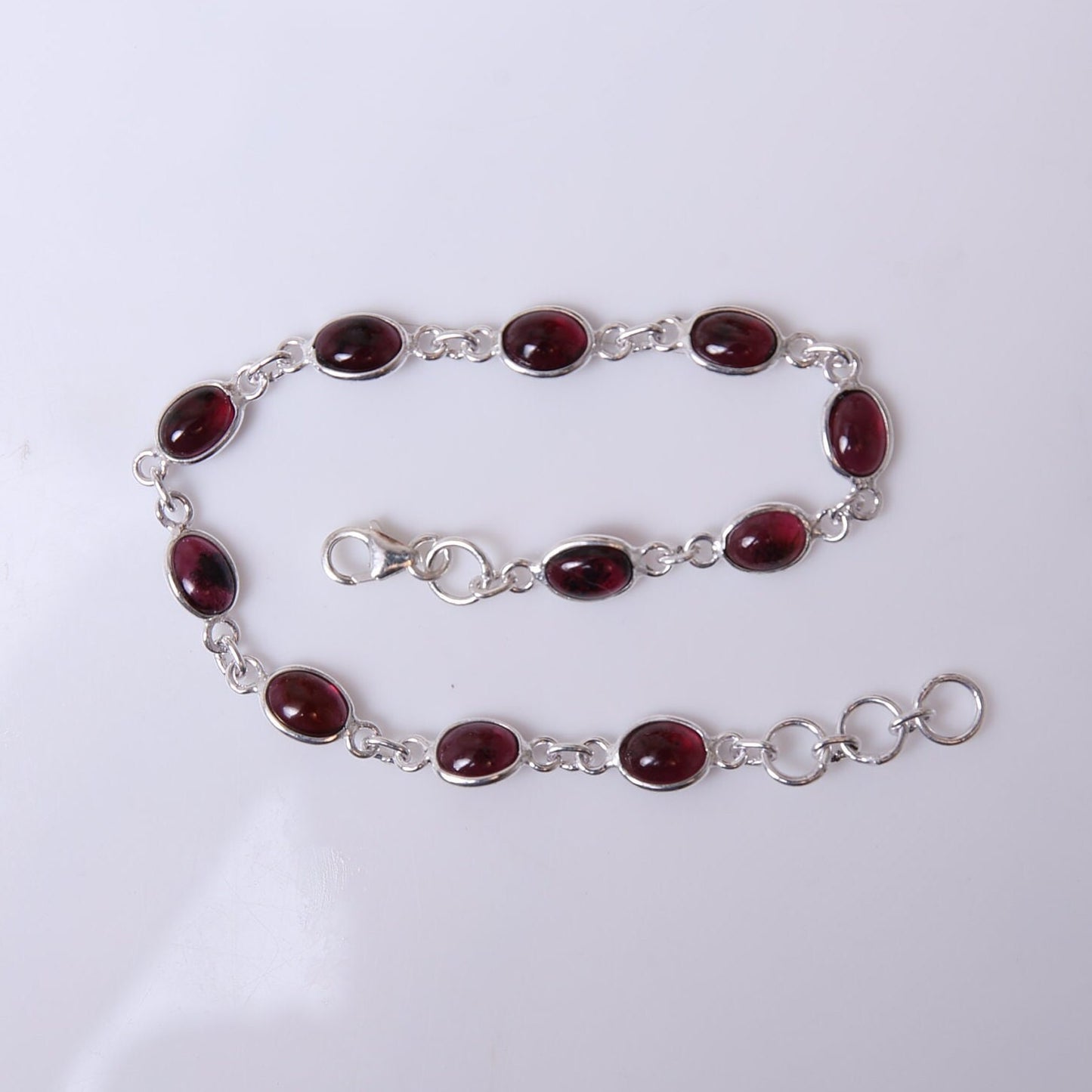 Garnet Sterling Silver Bracelet