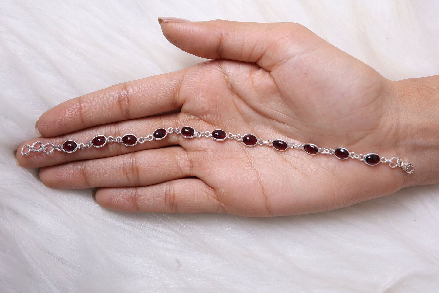 Garnet Sterling Silver Bracelet