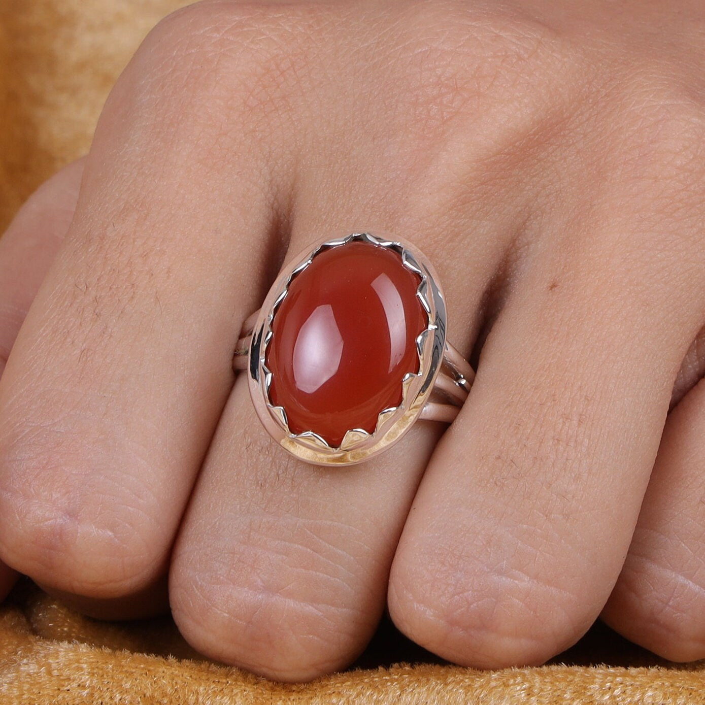 Carnelian Sterling Silver Ring