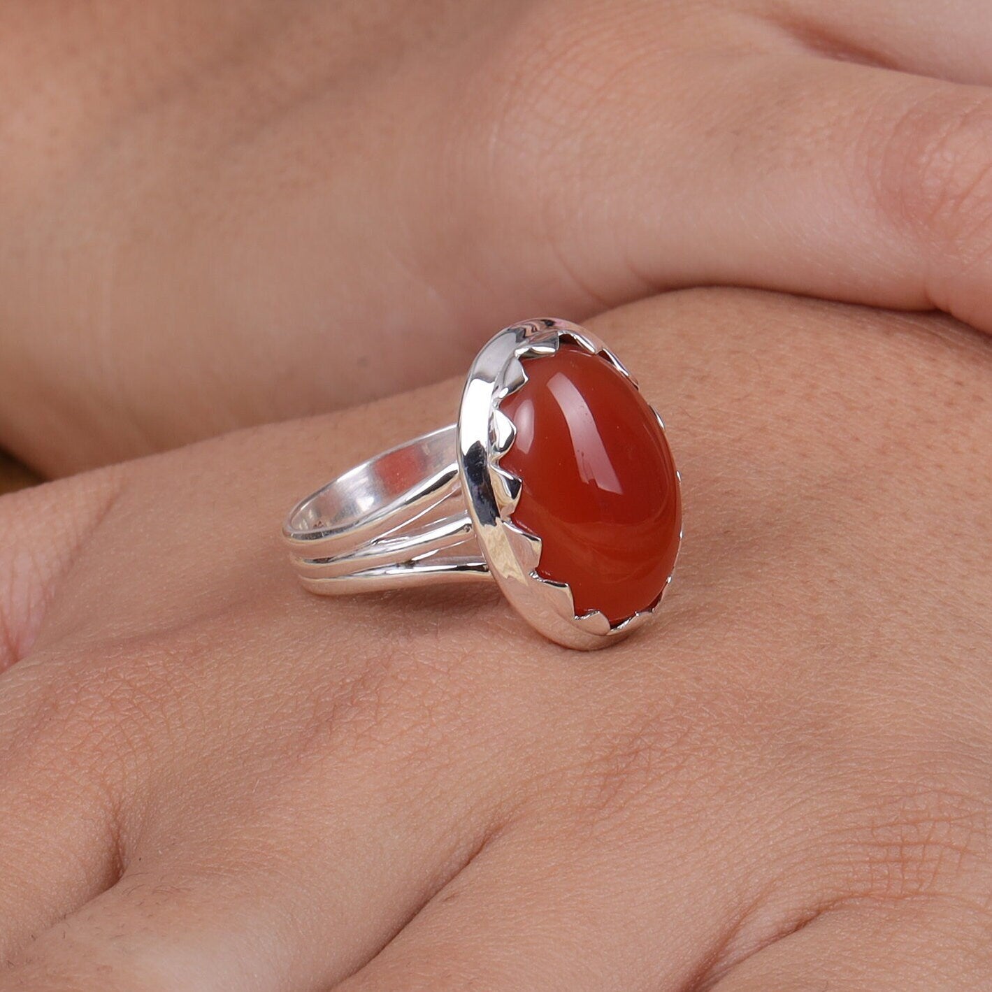 Carnelian Sterling Silver Ring