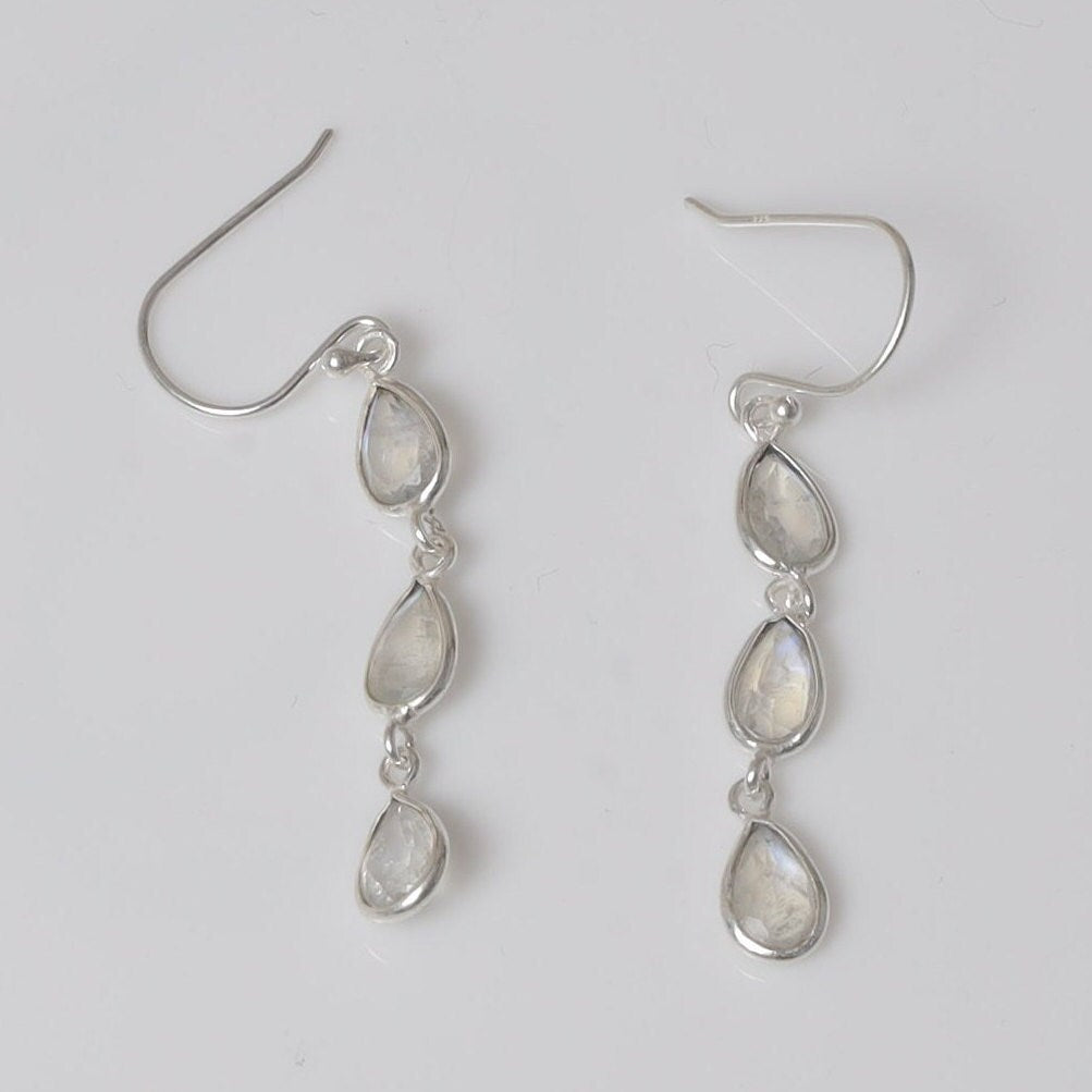 Rainbow Moonstone Sterling Silver Earrings